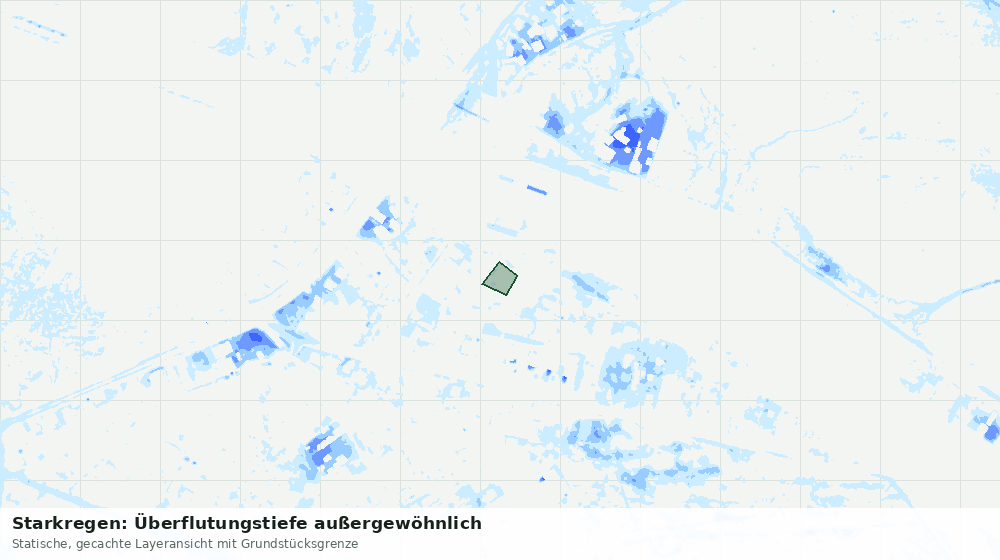Statische Kartenansicht: Starkregen: Überflutungstiefe außergewöhnlich