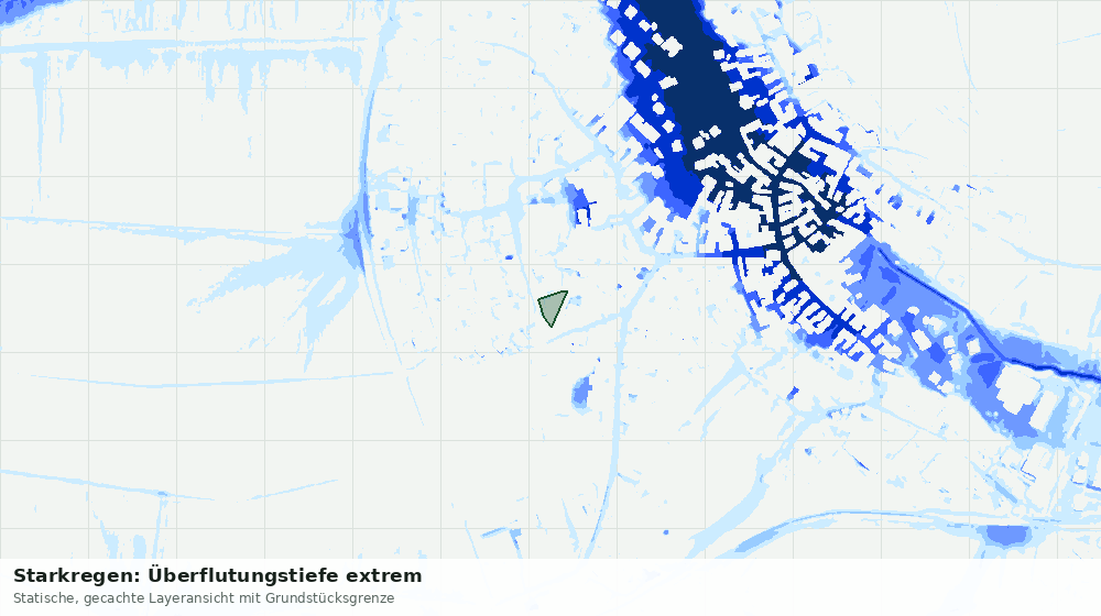 Statische Kartenansicht: Starkregen: Überflutungstiefe extrem
