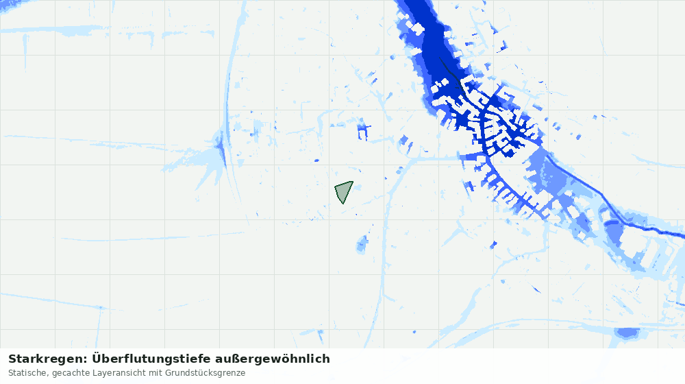 Statische Kartenansicht: Starkregen: Überflutungstiefe außergewöhnlich