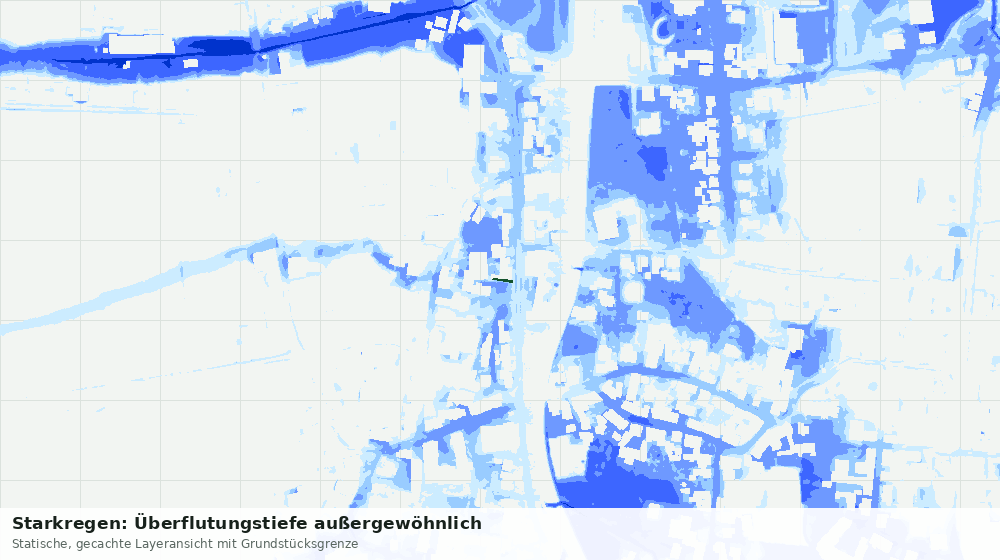 Statische Kartenansicht: Starkregen: Überflutungstiefe außergewöhnlich