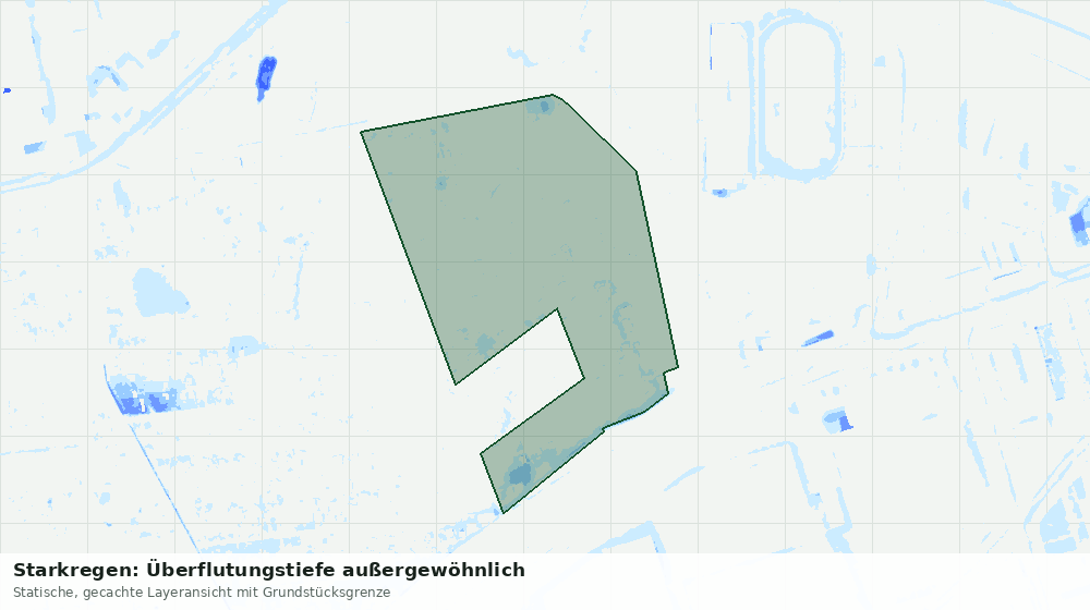 Statische Kartenansicht: Starkregen: Überflutungstiefe außergewöhnlich