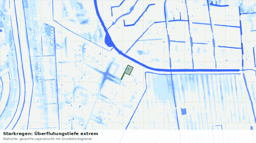 Statische Kartenansicht: Starkregen: Überflutungstiefe extrem