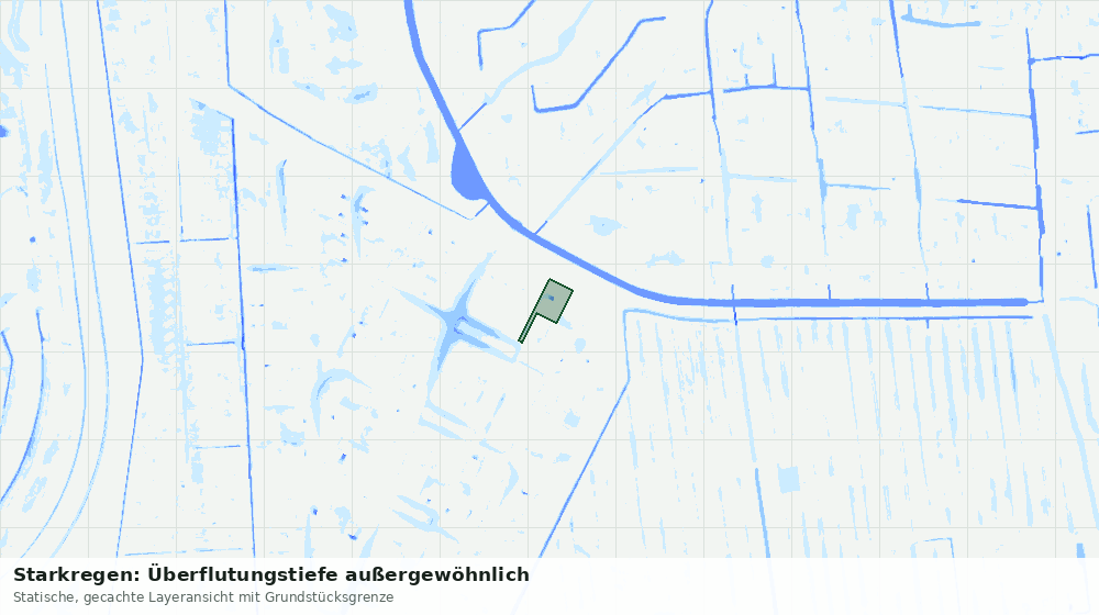 Statische Kartenansicht: Starkregen: Überflutungstiefe außergewöhnlich