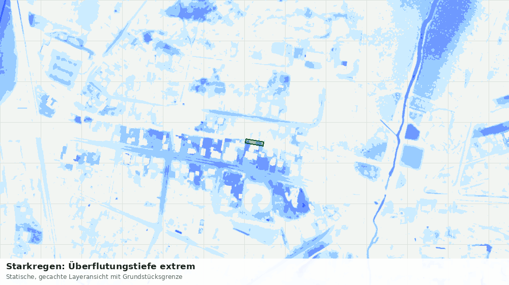Statische Kartenansicht: Starkregen: Überflutungstiefe extrem