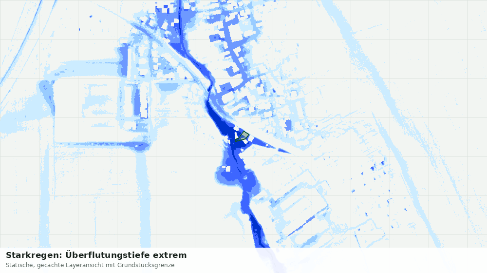 Statische Kartenansicht: Starkregen: Überflutungstiefe extrem