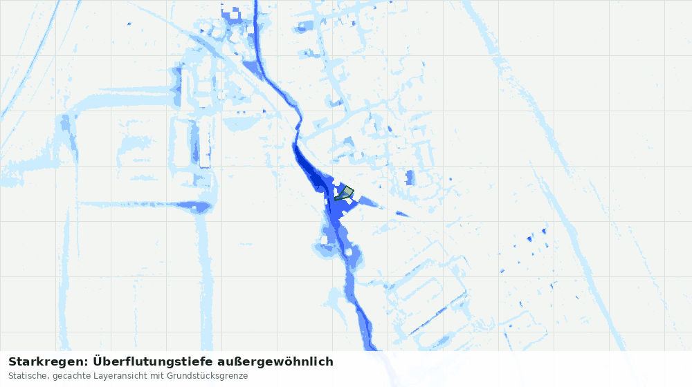Statische Kartenansicht: Starkregen: Überflutungstiefe außergewöhnlich