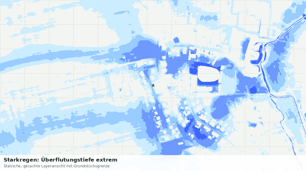Statische Kartenansicht: Starkregen: Überflutungstiefe extrem