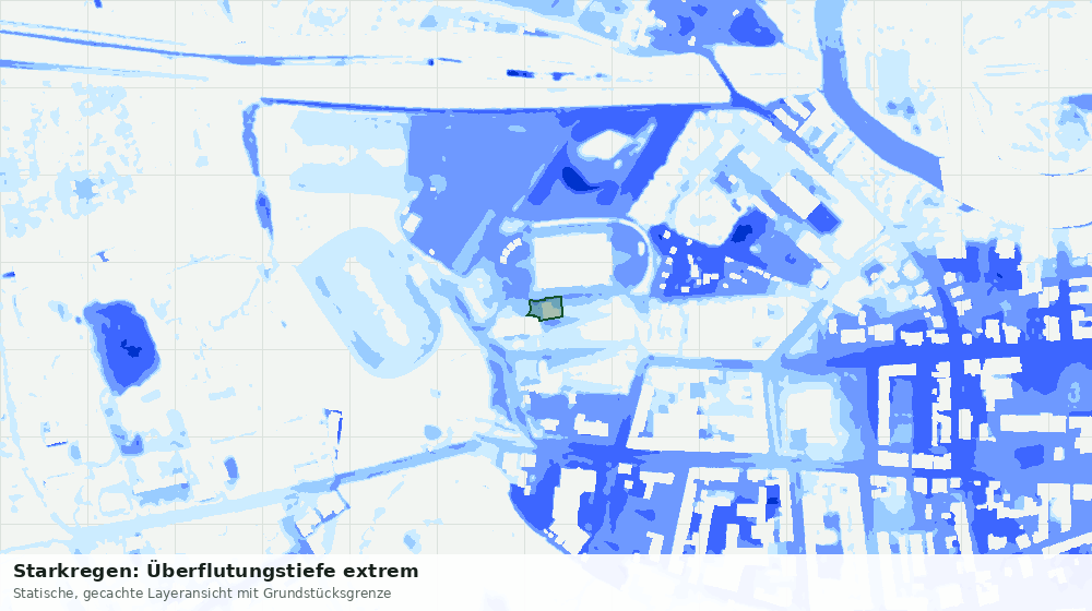 Statische Kartenansicht: Starkregen: Überflutungstiefe extrem
