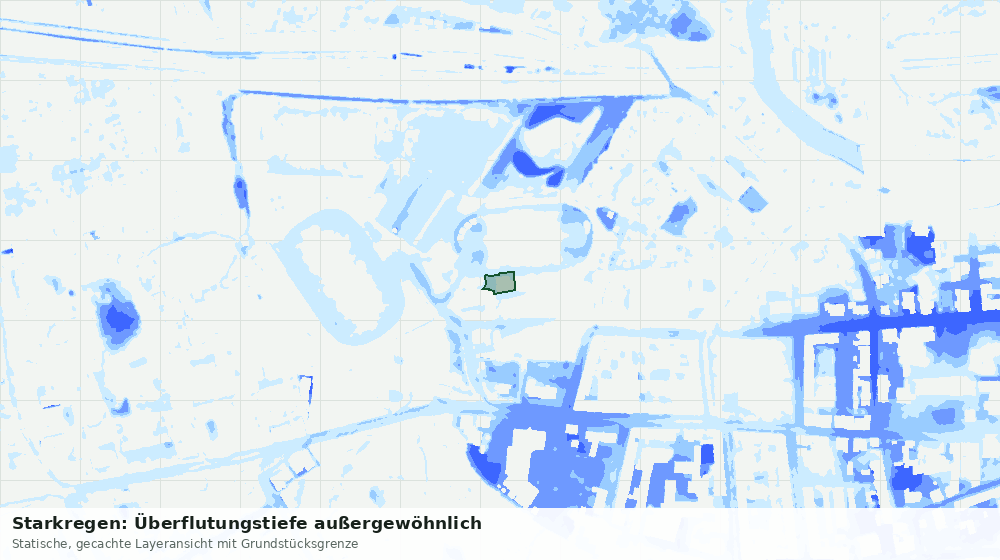Statische Kartenansicht: Starkregen: Überflutungstiefe außergewöhnlich