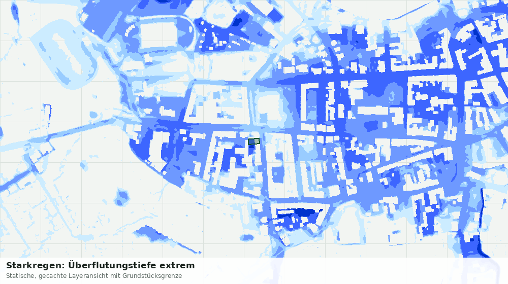 Statische Kartenansicht: Starkregen: Überflutungstiefe extrem