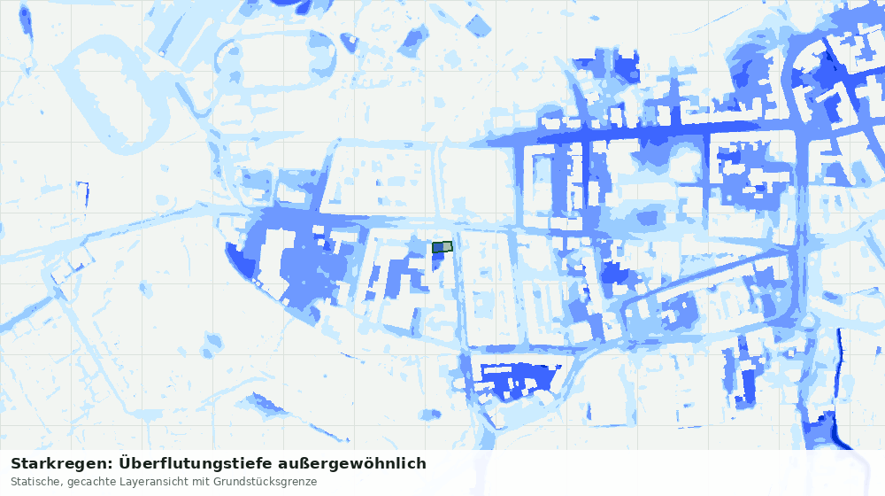 Statische Kartenansicht: Starkregen: Überflutungstiefe außergewöhnlich