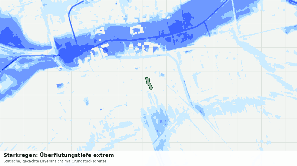 Statische Kartenansicht: Starkregen: Überflutungstiefe extrem