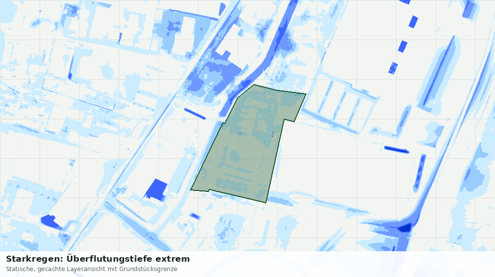 Statische Kartenansicht: Starkregen: Überflutungstiefe extrem
