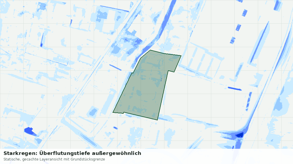 Statische Kartenansicht: Starkregen: Überflutungstiefe außergewöhnlich