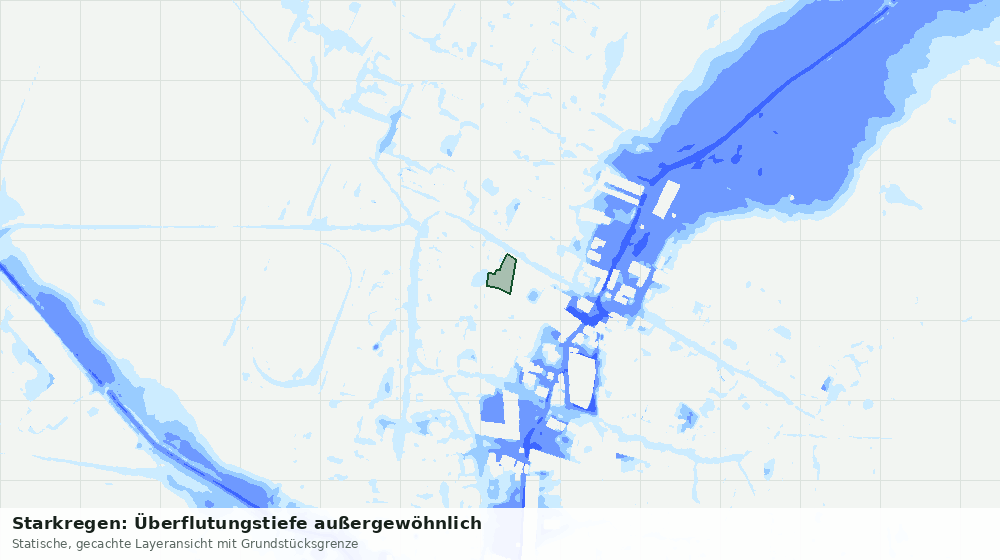 Statische Kartenansicht: Starkregen: Überflutungstiefe außergewöhnlich