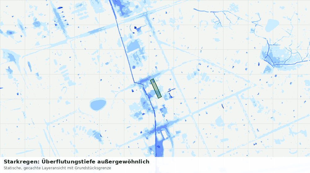 Statische Kartenansicht: Starkregen: Überflutungstiefe außergewöhnlich