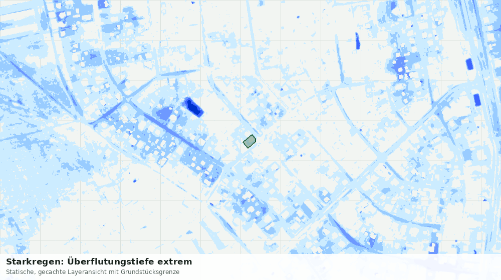 Statische Kartenansicht: Starkregen: Überflutungstiefe extrem