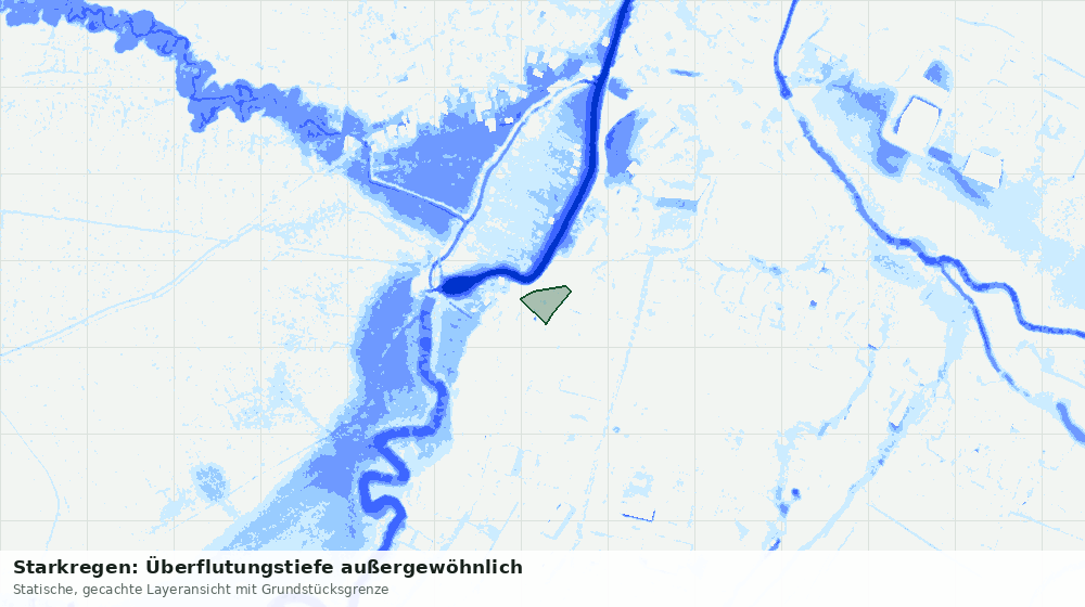 Statische Kartenansicht: Starkregen: Überflutungstiefe außergewöhnlich