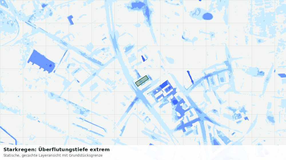 Statische Kartenansicht: Starkregen: Überflutungstiefe extrem