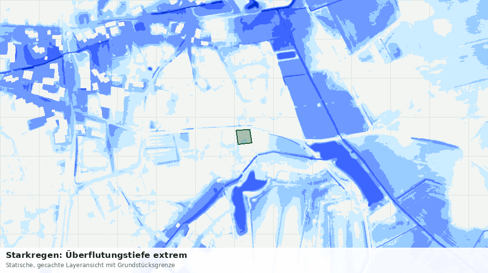 Statische Kartenansicht: Starkregen: Überflutungstiefe extrem