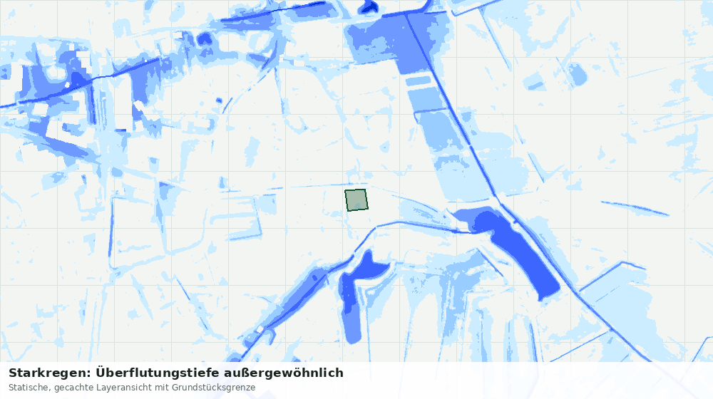 Statische Kartenansicht: Starkregen: Überflutungstiefe außergewöhnlich