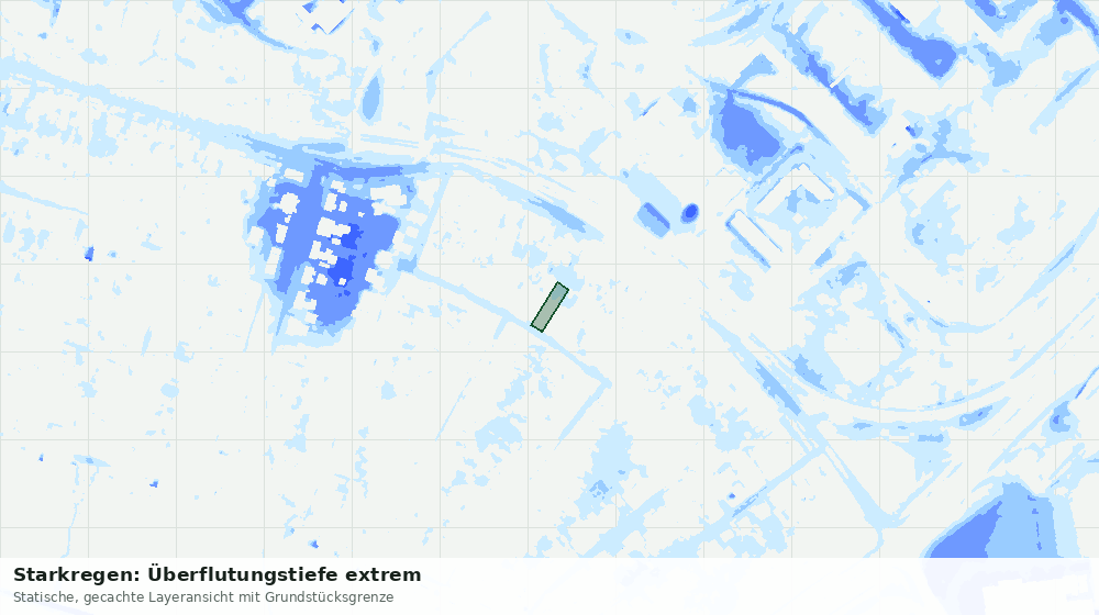 Statische Kartenansicht: Starkregen: Überflutungstiefe extrem