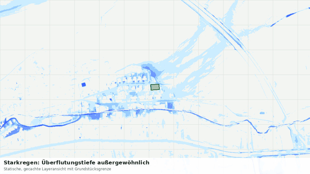 Statische Kartenansicht: Starkregen: Überflutungstiefe außergewöhnlich