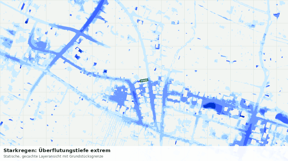 Statische Kartenansicht: Starkregen: Überflutungstiefe extrem
