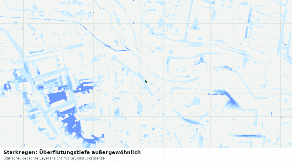 Statische Kartenansicht: Starkregen: Überflutungstiefe außergewöhnlich