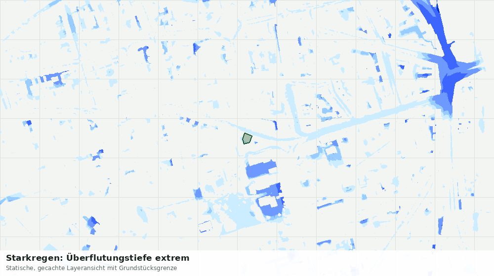 Statische Kartenansicht: Starkregen: Überflutungstiefe extrem