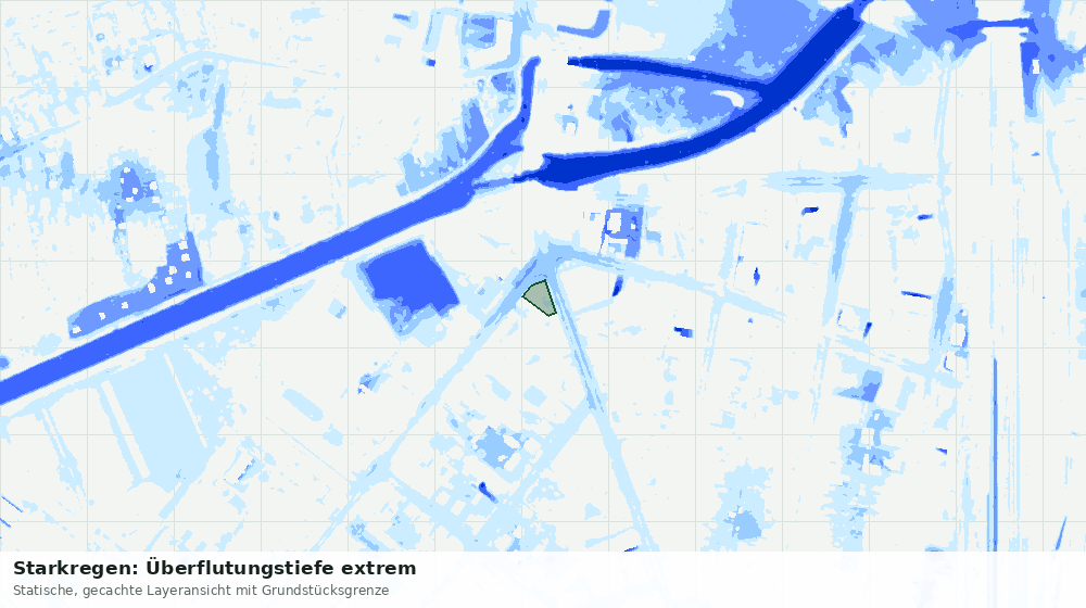 Statische Kartenansicht: Starkregen: Überflutungstiefe extrem