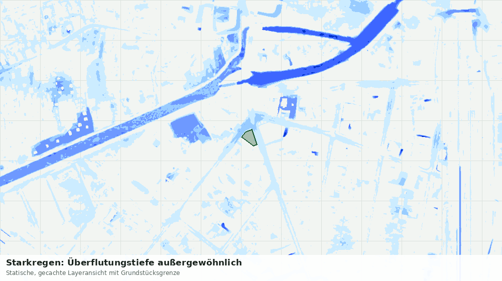 Statische Kartenansicht: Starkregen: Überflutungstiefe außergewöhnlich