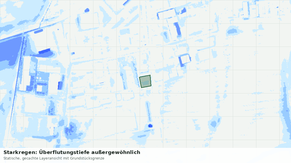 Statische Kartenansicht: Starkregen: Überflutungstiefe außergewöhnlich