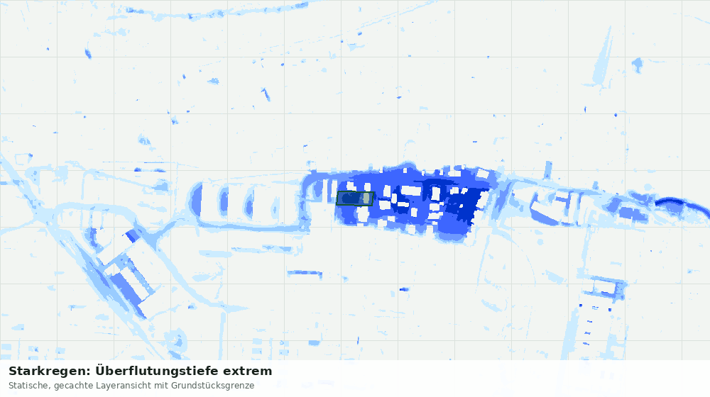 Statische Kartenansicht: Starkregen: Überflutungstiefe extrem