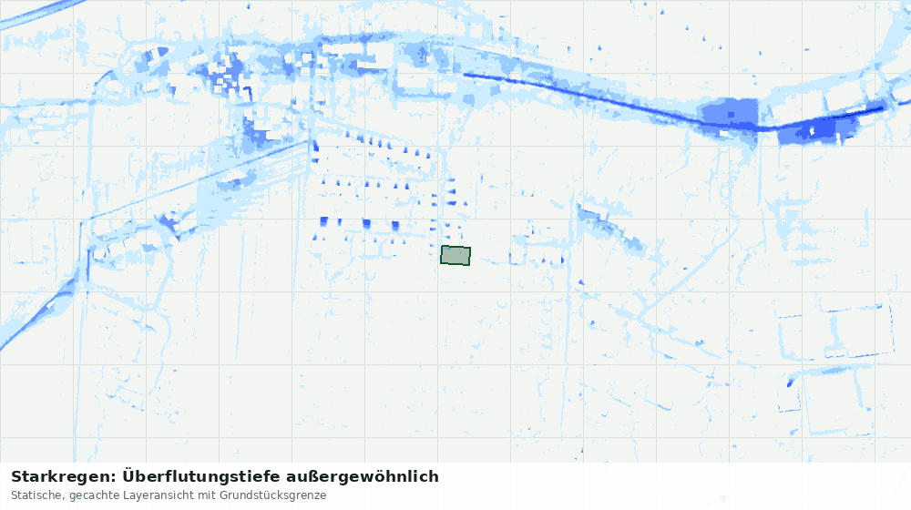 Statische Kartenansicht: Starkregen: Überflutungstiefe außergewöhnlich