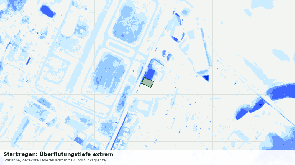 Statische Kartenansicht: Starkregen: Überflutungstiefe extrem