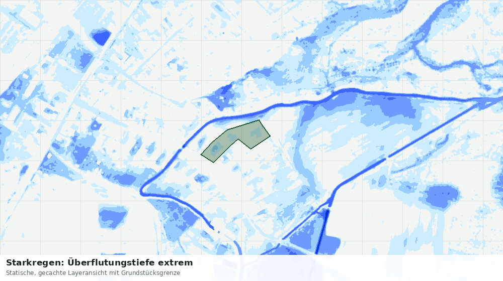 Statische Kartenansicht: Starkregen: Überflutungstiefe extrem