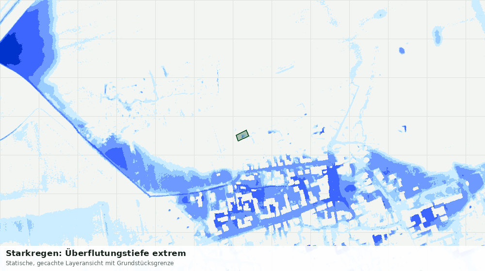 Statische Kartenansicht: Starkregen: Überflutungstiefe extrem