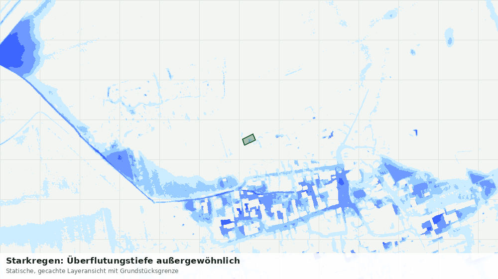 Statische Kartenansicht: Starkregen: Überflutungstiefe außergewöhnlich