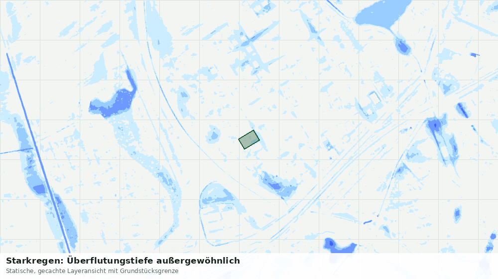 Statische Kartenansicht: Starkregen: Überflutungstiefe außergewöhnlich