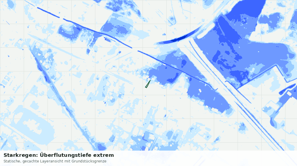 Statische Kartenansicht: Starkregen: Überflutungstiefe extrem