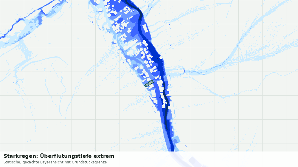 Statische Kartenansicht: Starkregen: Überflutungstiefe extrem
