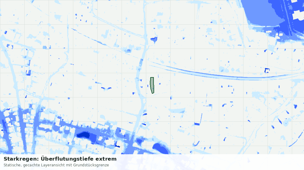 Statische Kartenansicht: Starkregen: Überflutungstiefe extrem