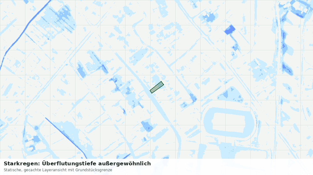 Statische Kartenansicht: Starkregen: Überflutungstiefe außergewöhnlich