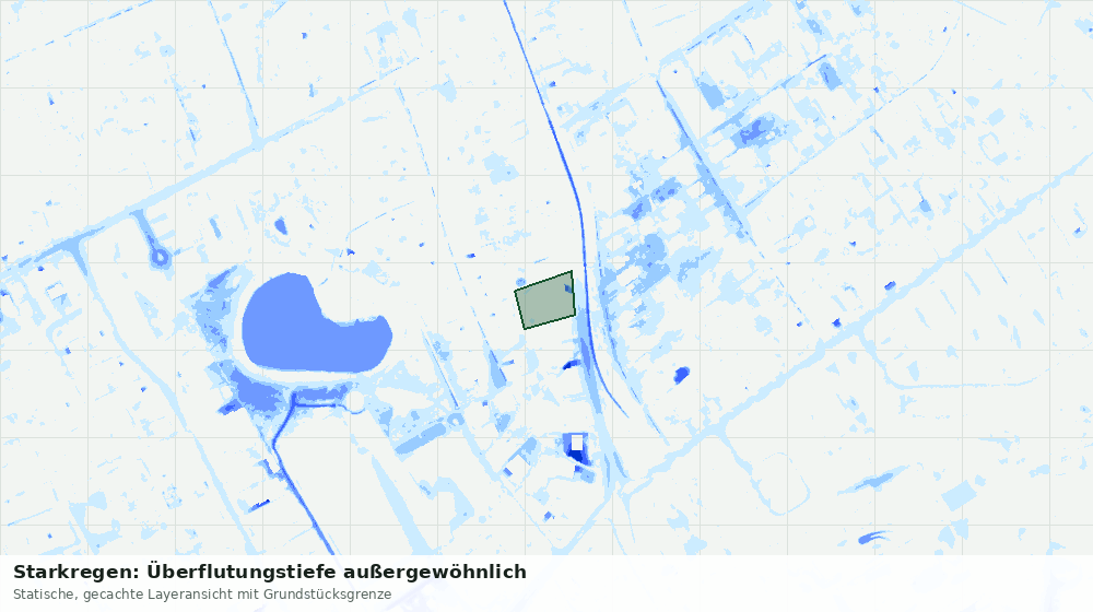 Statische Kartenansicht: Starkregen: Überflutungstiefe außergewöhnlich