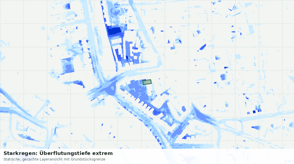 Statische Kartenansicht: Starkregen: Überflutungstiefe extrem