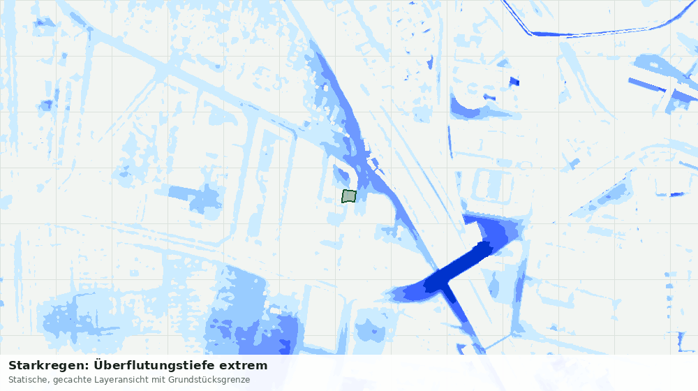 Statische Kartenansicht: Starkregen: Überflutungstiefe extrem