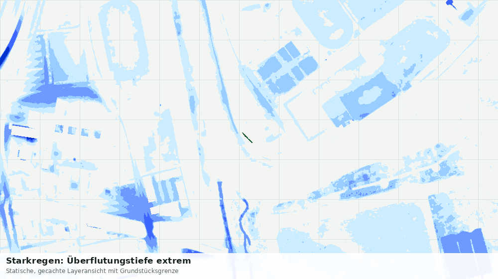 Statische Kartenansicht: Starkregen: Überflutungstiefe extrem
