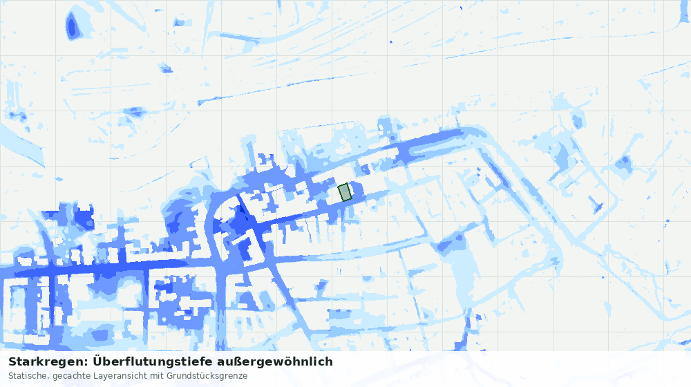 Statische Kartenansicht: Starkregen: Überflutungstiefe außergewöhnlich