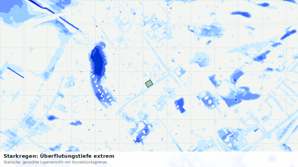 Statische Kartenansicht: Starkregen: Überflutungstiefe extrem